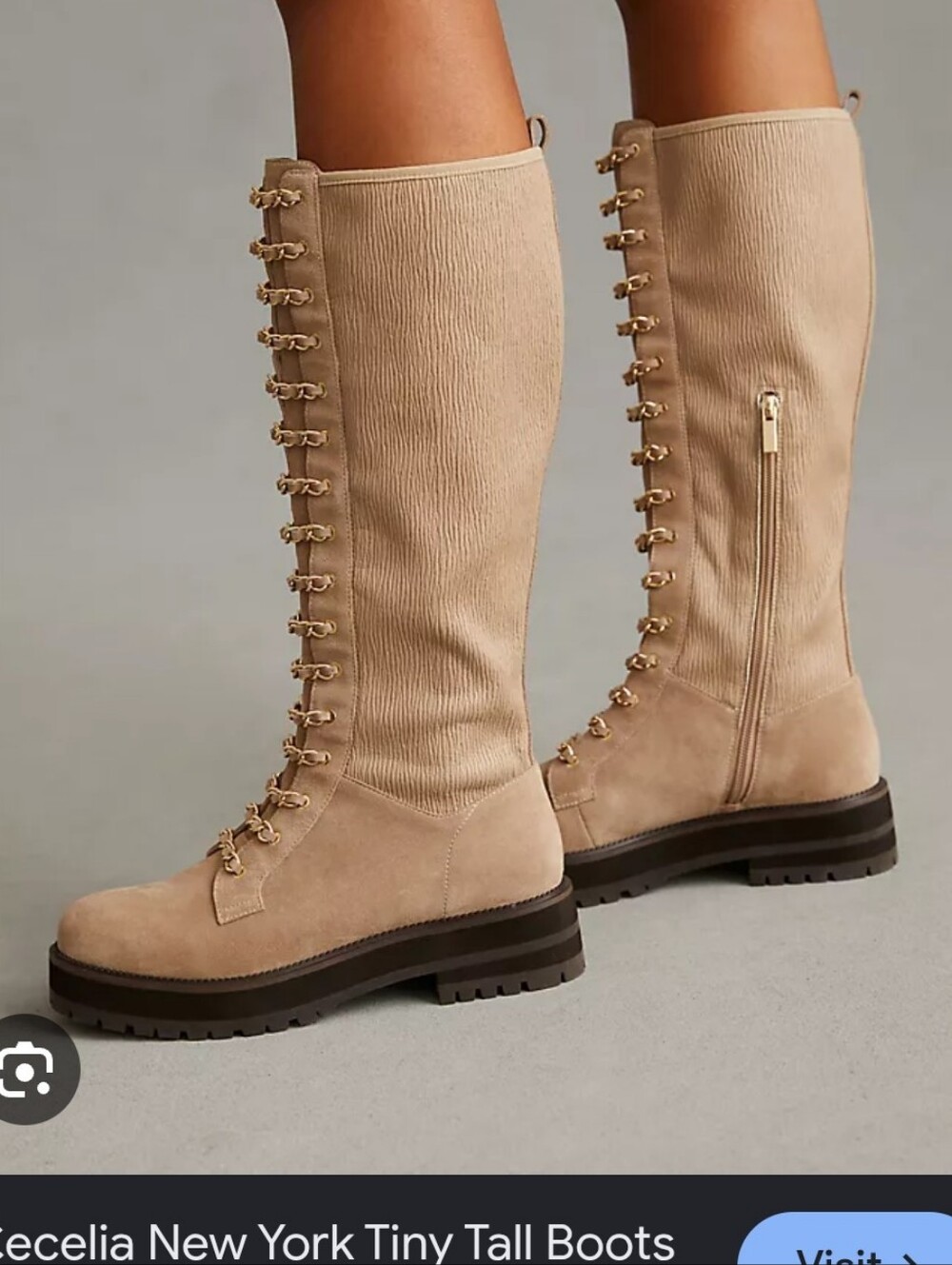 Cecelia New York Tiny Tall Suede Boots in Beige Size 10